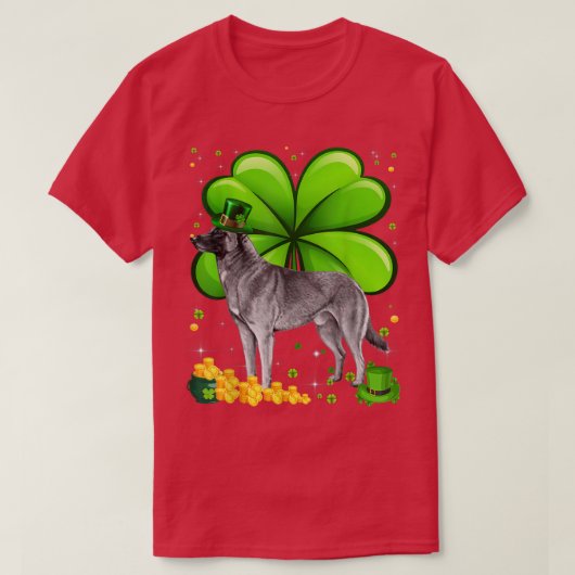 St Patrick's Day Belgische malinois Shamrock Pet L T-shirt (Design voorkant)