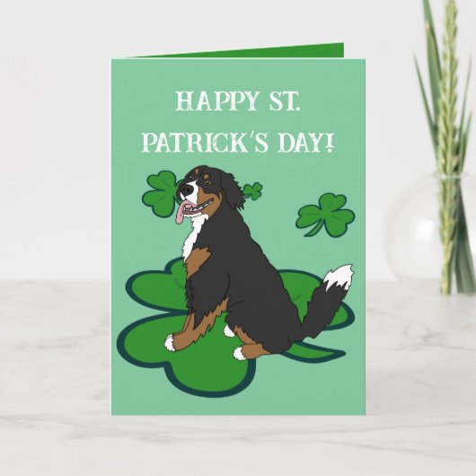 St. Patrick's Day Bernese Mountain Dog Bedankkaart (Voorkant)