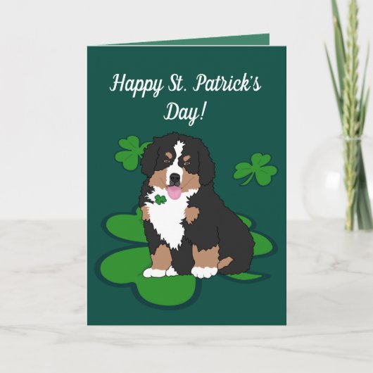 St. Patrick's Day Bernese Mountain Dog Kaart (Voorkant)