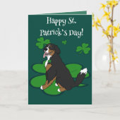 St. Patrick's Day Bernese Mountain Dog Kaart (Gele Bloem)