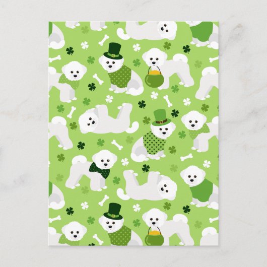 St. Patrick's Day Bichon Frise Feestdagenkaart (Voorkant)