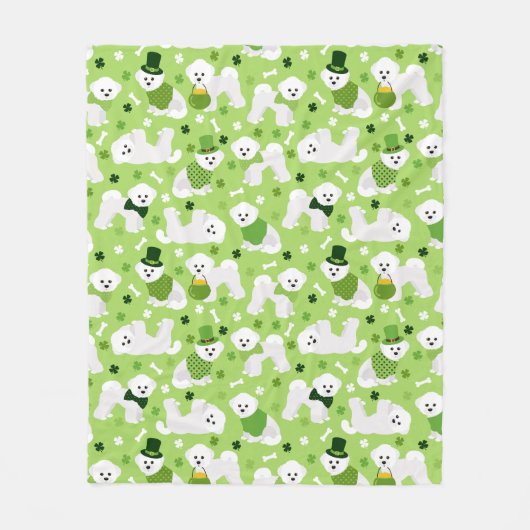 St. Patrick's Day Bichon Frise Fleece Deken (Voorkant)