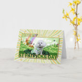 St Patrick's Day - Bichon Frise - Mia Kaart (Gele Bloem)