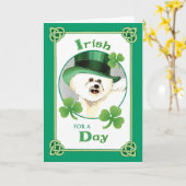 St. Patrick's Day Bichon Kaart (Gele Bloem)