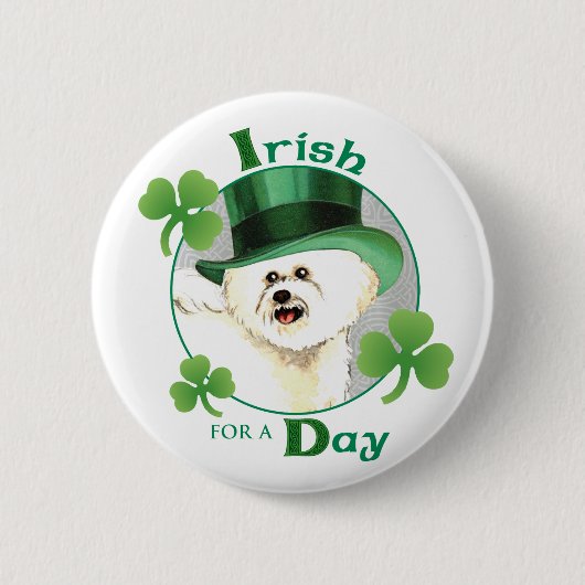 St. Patrick's Day Bichon Ronde Button 5,7 Cm (Voorkant)
