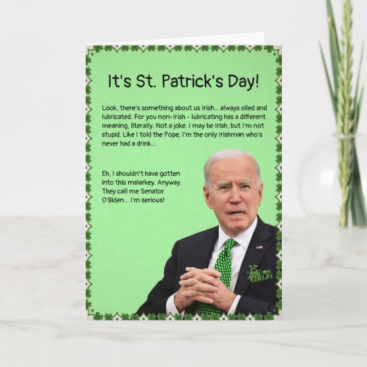 St. Patrick's Day Biden Card Feestdagen Kaart (Voorkant)