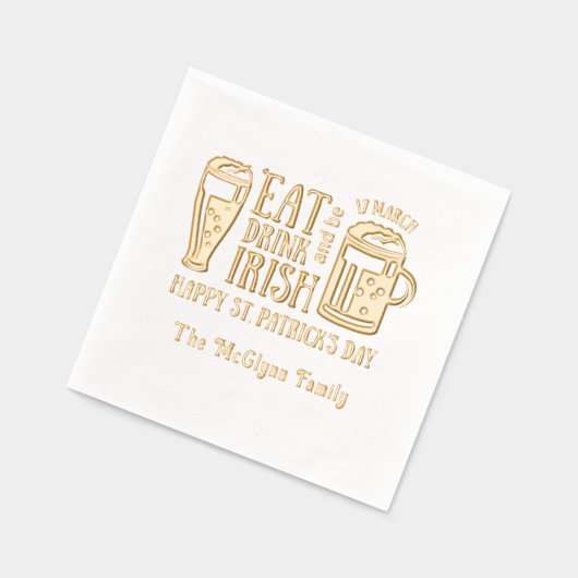 St Patrick's Day, Bier, Eet Drink Wees Iers Folie Servetten (Links)