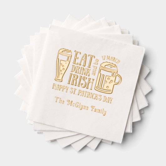 St Patrick's Day, Bier, Eet Drink Wees Iers Folie Servetten (Insitu (Gestapeld))