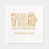 St Patrick's Day, Bier, Eet Drink Wees Iers Folie Servetten (Voorkant)