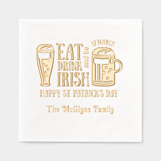 St Patrick's Day, Bier, Eet Drink Wees Iers Folie Servetten (Voorkant)