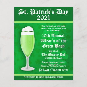 St. Patrick's Day Bier Evenement Uitnodigingsfolde Flyer