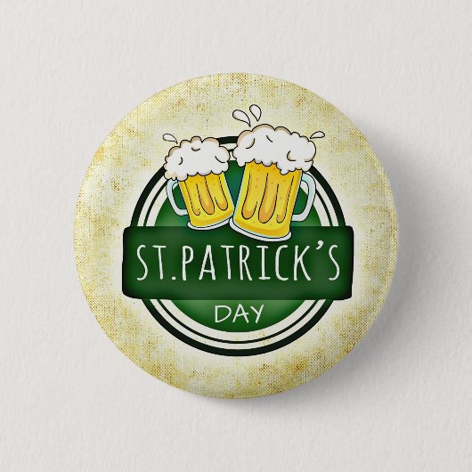 St.Patrick's Day Bier Ronde Button 5,7 Cm (Voorkant)