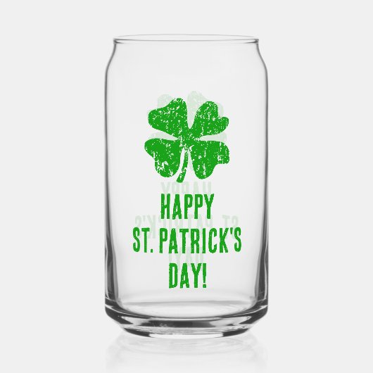 St Patrick's Day bierblikje glas met gelukkige kla (Achterkant)