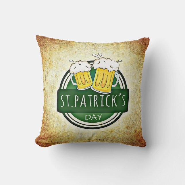 St. Patrick's Day Bieren Kussen (Voorkant)