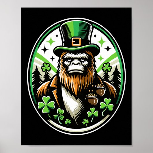 St. Patrick's Day Bigfoot Leprechaun Sasquatch Iri Poster (Voorkant)
