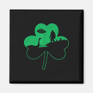 St Patricks Day Bigfoot Nessie Ufo Alien Shamrock Magneet