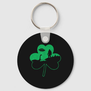 St Patricks Day Bigfoot Nessie Ufo Alien Shamrock  Sleutelhanger