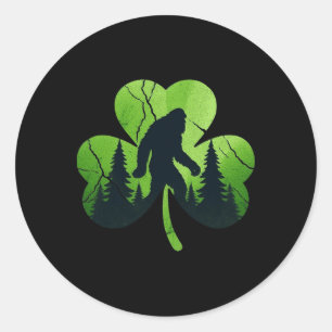 St Patrick's Day Bigfoot Sasquatch Irish Shamrock  Ronde Sticker