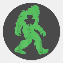 St Patricks Day Bigfoot Sasquatch Shamrock Mannen Ronde Sticker