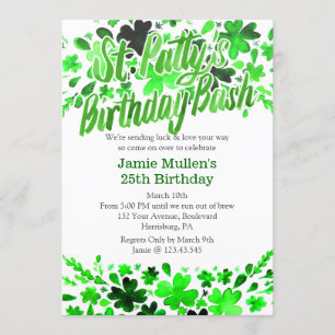 St. Patrick's Day Birthday Bash Waterverf Kaart