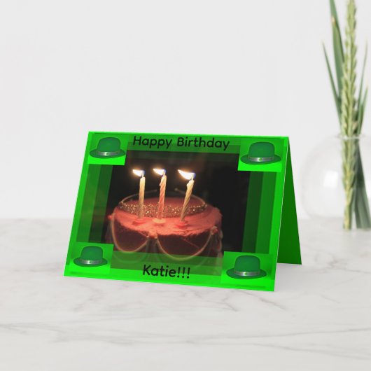 ST Patrick's Day  Birthday Cake Card Kaart (Voorkant)