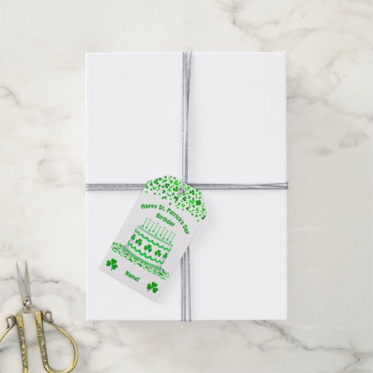 St Patrick's Day Birthday Cake Custom Candles Cadeaulabel (Met Touw)