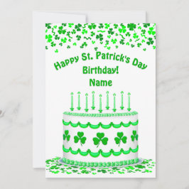 St Patrick's Day Birthday Cake Custom Candles Flat Kaart