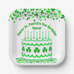 St Patrick's Day Birthday Cake Custom Candles Papieren Bordje