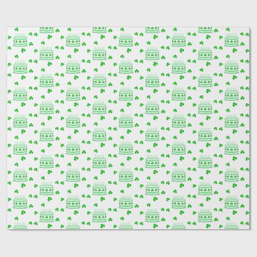 St. Patrick's Day Birthday Cake Pattern Cadeaupapier (Vlak)