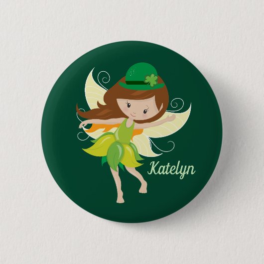 St. Patrick's Day Birthday Girl Fairy Cute Custom Ronde Button 5,7 Cm (Voorkant)