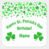 St Patrick's Day Birthday Green Shamrocks Confetti Vierkante Sticker (Voorkant)