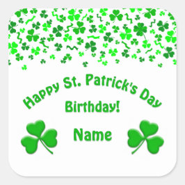 St Patrick's Day Birthday Green Shamrocks Confetti Vierkante Sticker