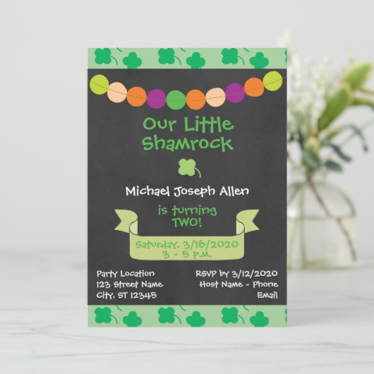 St Patrick's Day Birthday Invitation Kaart (Staand voorkant)