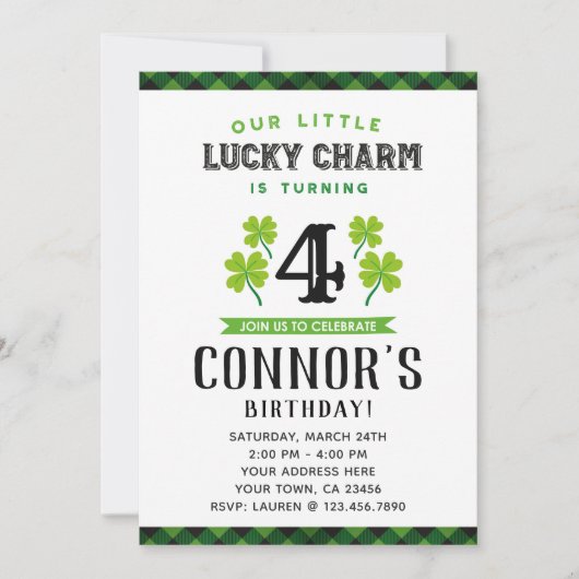 St Patrick's Day Birthday Invitation Kaart (Voorkant)