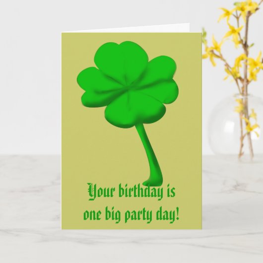 St. Patrick's Day Birthday Kaart (Gele Bloem)
