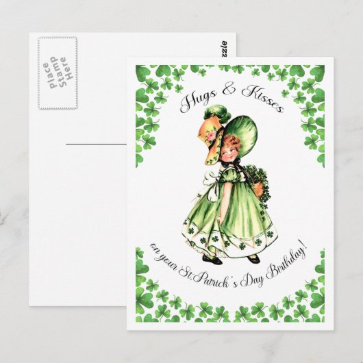 St. Patrick's Day Birthday Little Irish Girl Briefkaart (Voorkant / Achterkant)