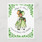 St. Patrick's Day Birthday Little Irish Girl Briefkaart (Voorkant)