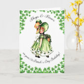 St. Patrick's Day Birthday. Little Irish Girl Kaart (Gele Bloem)