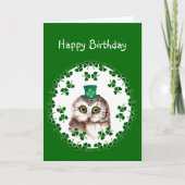 St. Patrick's Day Birthday Luck & Wisdom Owl Kaart (Voorkant)