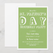 St Patricks Day Birthday Party 40th Retro Green Kaart (Voorkant / Achterkant)