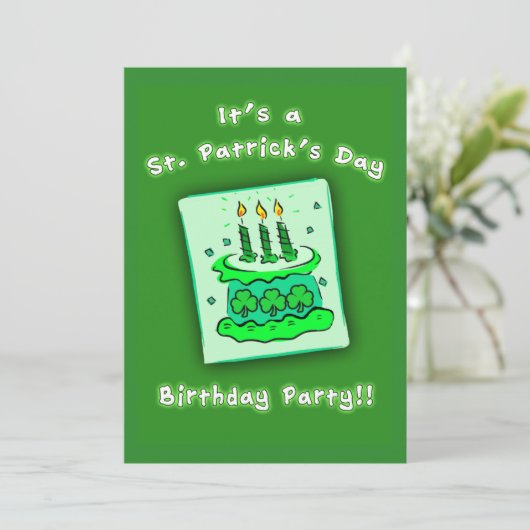 St Patricks Day Birthday Party Custom Invitations Kaart (Staand voorkant)
