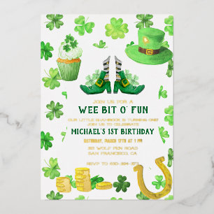 St. Patrick's Day Birthday Party Invitation Folie Uitnodiging