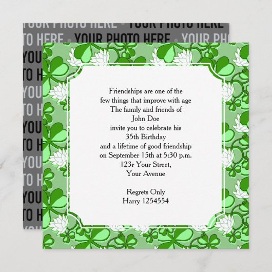 St. Patrick's Day Birthday Party Invitation Kaart (Voorkant / Achterkant)