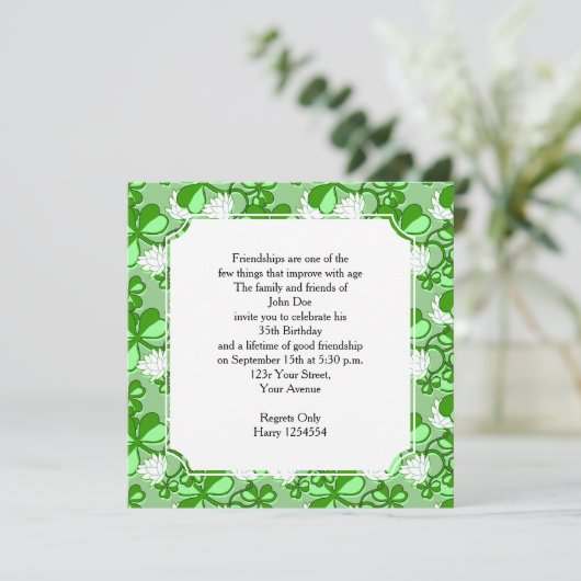 St. Patrick's Day Birthday Party Invitation Kaart (Staand voorkant)