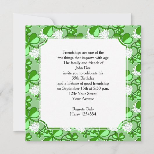 St. Patrick's Day Birthday Party Invitation Kaart (Voorkant)