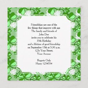 St. Patrick's Day Birthday Party Invitation Kaart