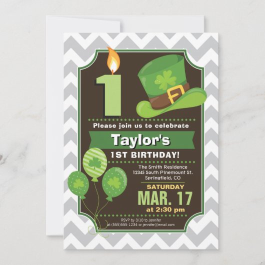 St. Patrick's Day Birthday Party Invitation Kaart (Voorkant)