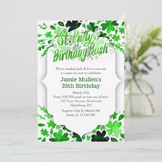 St. Patrick's Day Birthday Party Invitation Kaart (Staand voorkant)