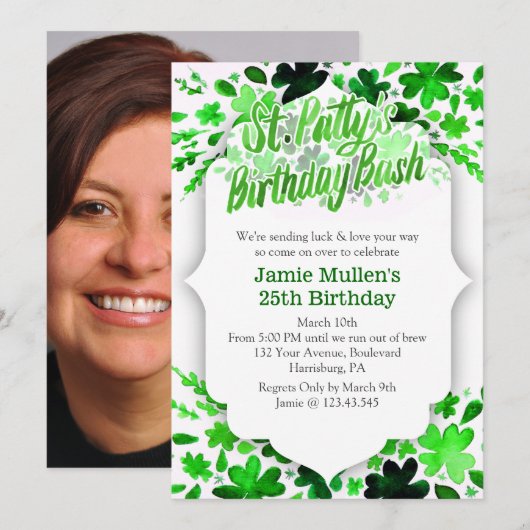 St. Patrick's Day Birthday Party Invitation Kaart (Voorkant / Achterkant)