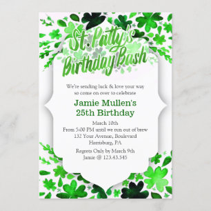 St. Patrick's Day Birthday Party Invitation Kaart